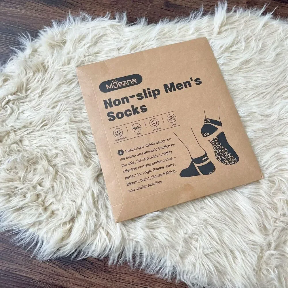 NWT Muezna Men's Non-Slip Yoga Socks,Pilates Socks with Grips Slipper Socks 9-11